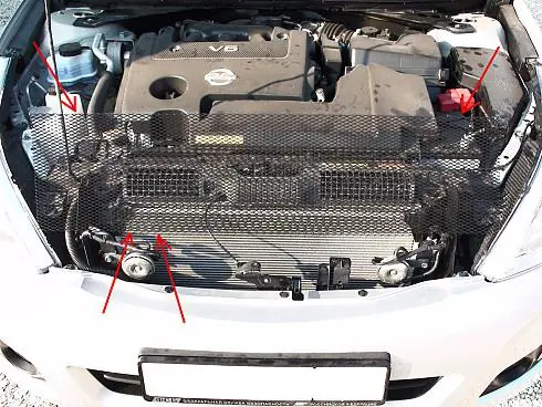 Изображение для статьи: Установка защитной сетки радиатора в Nissan Teana