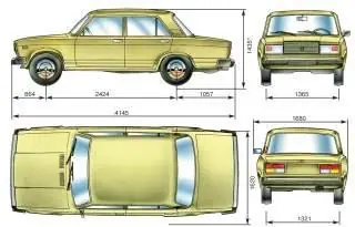 —1. Основные габаритные размеры автомобиля ВАЗ-2107 (*— высота без нагрузки)