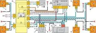 Схема включения указателей поворота и аварийной сигнализации