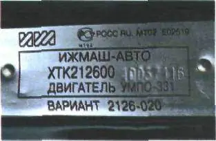 Идетификационные номера автомобиля и двигателя