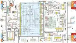 б. Схема электрооборудования автомобилей Иж-2717 и Иж-27171: 1 – аккумуляторная батарея; 2 – генератор; 3 – выключатель (замок) зажигания; 4 – реле стартера; 5 – реле включения электродвигателя вентилятора радиатора; 6 – стартер; 7 – блок управления системы ЭПХХ; 8 – катушка зажигания; 9 – распределитель зажигания; 10.1–10.4 – свеча зажигания; 11 – микропереключатель системы ЭПХХ; 12 – электромагнитный клапан системы ЭПХХ; 13 – переключатель наружного освещения; 14 – подрулевой переключатель; 15 – блок реле и предохранителей; 16.1, 16.2 – электропривод корректора фар; 17 – блок управления корректором фар; 18 – выключатель фонаря освещения вещевого ящика; 19, 20 – фонарь освещения номерного знака; 21 –патрон подсветки символов; 22 – фонарь освещения вещевого ящика; 23 – левая блок-фара; 24 – правая блок-фара; 25 – правый задний фонарь; 26 – левый задний фонарь; 27 – выключатель света заднего хода; 28 – плафон освещения салона; 29 – выключатель плафона освещения салона; 30 – выключатель противотуманного света; 31 – выключатель стоп-сигнала; 32 – выключатель аварийной сигнализации; 33 – реле задних противотуманных фонарей; 34, 35 – боковой указатель поворота; 36 – звуковой сигнализатор указателя поворота и стояночного тормоза; 37 – выключатель звукового сигнала; 38 – звуковой сигнал; 41 – комбинация приборов; 41.1 – тахометр; 41.2 – спидометр; 41.3 – указатель уровня топлива; 41.4 – указатель температуры охлаждающей жидкости; 41.6 – контрольная лампа включения центрального переключателя наружного освещения; 41.7 – контрольная лампа закрытия воздушной заслонки карбюратора; 41.8 – сигнальная лампа аварийного падения давления масла; 41.9 – сигнальная лампа аварийного состояния тормозной системы; 41.10– сигнальная лампа разряда аккумуляторной батареи; 41.11 – контрольная лампа включения левого указателя поворота; 41.12– контрольная лампа включения правого указателя поворота; 41.13 – лампа контроля двигателя; 41.14 – сигнальная лампа падения уровня тормозной жидкости; 41.15 – сигнальная лампа резерва топлива; 41.16 – контрольная лампа включения аварийной сигнализации; 41.17 – контрольная лампа включения дальнего света; 41.18–41.20 – лампа освещения приборов; 42 – датчик указателя давления масла; 43 – датчик указателя температуры охлаждающей жидкости; 44 – выключатель контрольной лампы аварийного состояния тормозов; 45 – выключатель контрольной лампы стояночного тормоза; 46 – выключатель освещения приборов; 47 – датчик скорости автомобиля; 48 – датчик указателя уровня топлива; 49 – моторедуктор стеклоочистителя; 50 – электродвигатель омывателя ветрового стекла; 51 – переключатель отопителя; 52 – добавочный резистор отопителя; 53 – электродвигатель вентилятора отопителя; 54 – термореле электродвигателя вентилятора системы охлаждения; 55 – электродвигатель вентилятора системы охлаждения; 56 – штепсельная розетка; 57 – прикуриватель; 58, 59 – разъем жгута проводовРеле и предохранители блока реле и предохранителей
