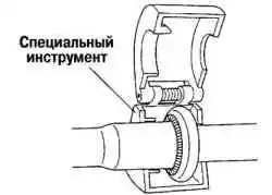 Установка специального приспособления на муфту с пружинным замком