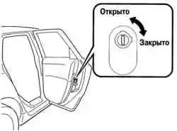 Блокировка замков задних дверей от открывания из салона автомобиля