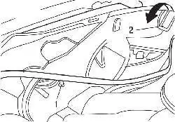 Расположение патронов ламп габаритного освещения (1) и указателя поворота (2)