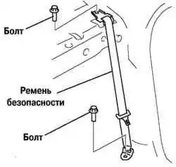 Снятие ремня безопасности заднего сиденья
