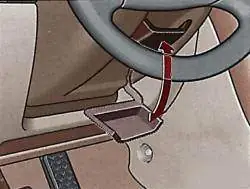 Направления перемещения стопорной рукоятки при механической регулировке положения рулевой колонки