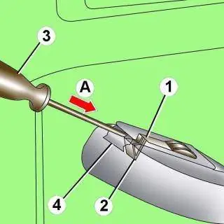 Снятие выключателя стеклоподъемника из обивки передней двери со стороны переднего пассажира
