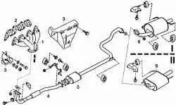 Детали системы выпуска отработавших газов: I - двигатель CD20; II - двигатель CD20E