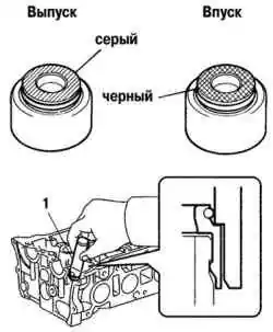 Маслосъемные колпачки впускных и выпускных клапанов и их установка