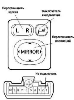 Разъем переключателя регулировки положения зеркала