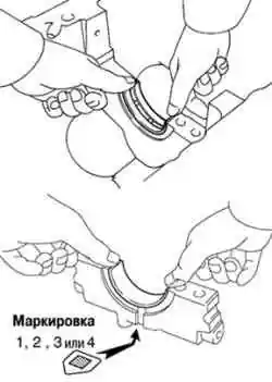Установка нижних упорных полуколец подшипника №2