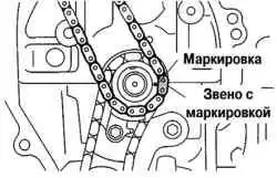 Совмещение меток звездочки коленчатого вала