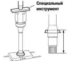 Схема установки нового правого кольца привода переднего колеса