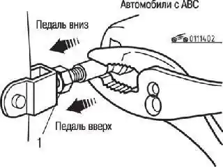 Регулировка высоты расположения педали тормоза над полом для автомобилей с ABS