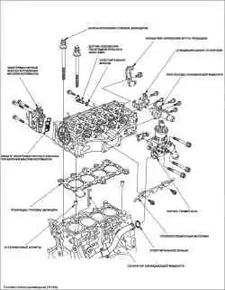 Установка блока коромысел головки блока цилиндров (R18A)