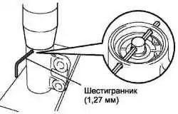 Фиксация штока натяжителя в установочном положении с помощью шестигранника