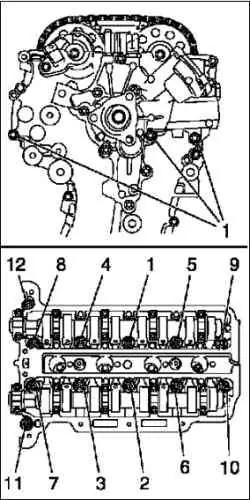Снятие и установка головки блока цилиндров (двигатель 1,4–1,6 л)
