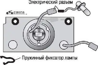 Снятие лампы бокового указателя поворота