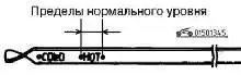 Пределы нормального уровня масла при измерении по масляному щупу