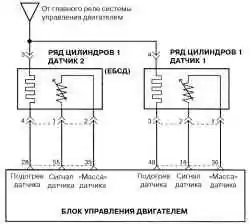 Схема соединений датчика концентрации кислорода с ЭБУ
