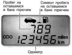 Показания режима пробега на оставшемся в баке горючем