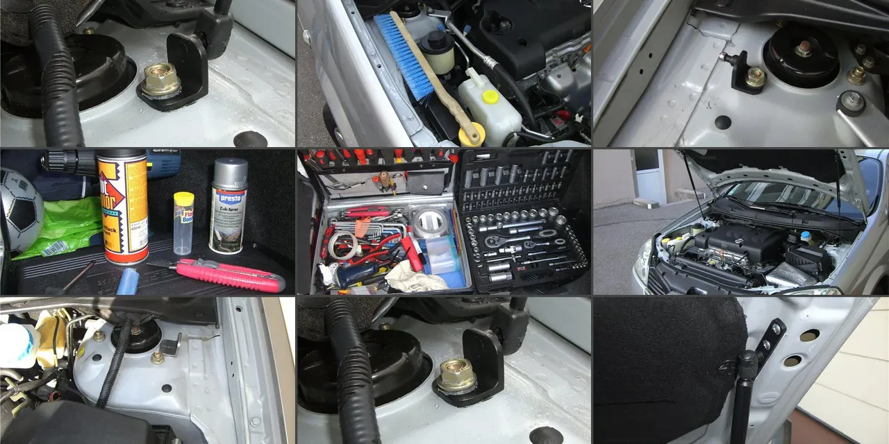 Изображение предпросмотра статьи: Установка амортизаторов капота на Nissan Primera
